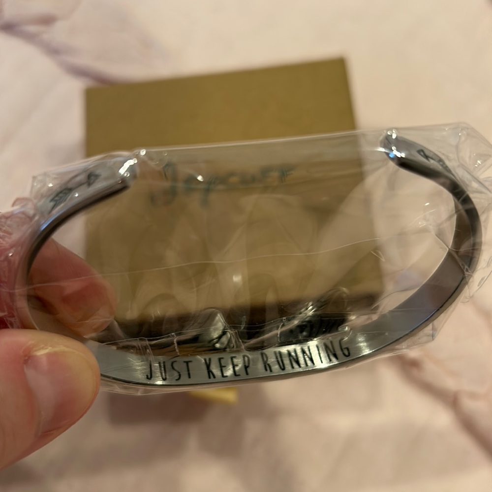 Just Keep Running Joycuff Silver Cuff Bracelet